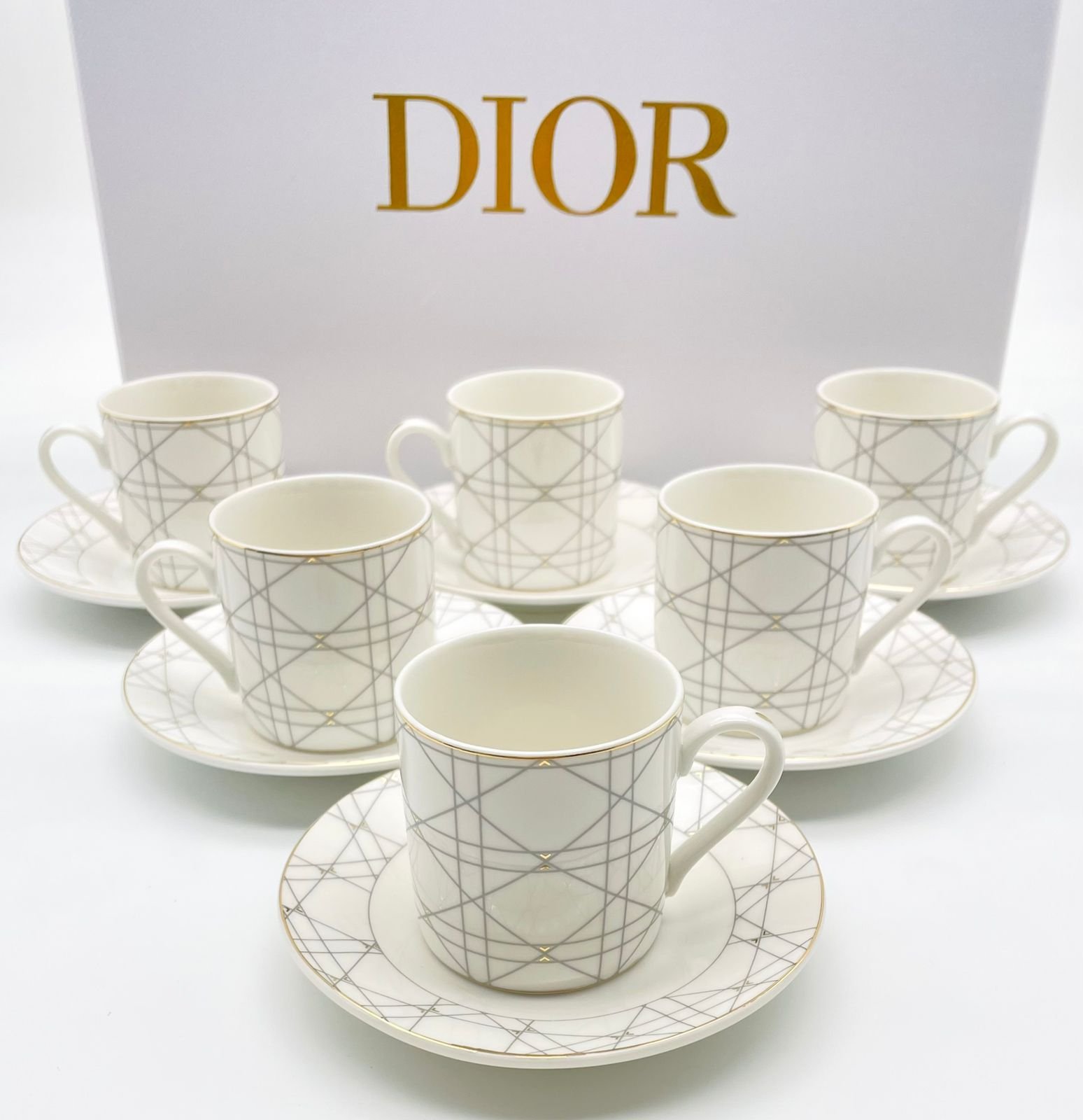 Turkish coffee set of six white cups - Image 3 of 3